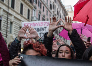Procession in Rome against violence against women organized by Non una di meno on the occasion of the International Day Against Violence Against Women on November 25.