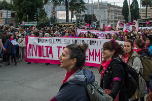 Procession in Rome against violence against women organized by Non una di meno on the occasion of the International Day Against Violence Against Women on November 25.