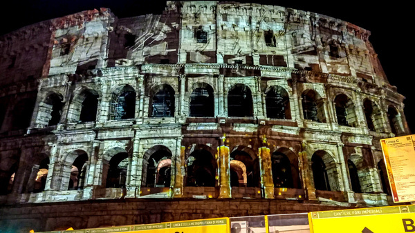 Colosseum illuminated for abolition of death penalty worldwide. The event was organized by the Community of Sant'Egidio.