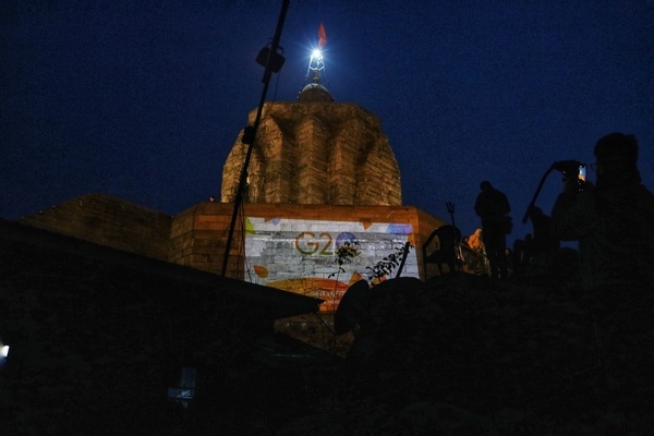 Shankaracharya temple in Srinagar Kashmir is being illuminated in G20 logo for seven days from December 01 2022 as India takes over the G20 Presidency.