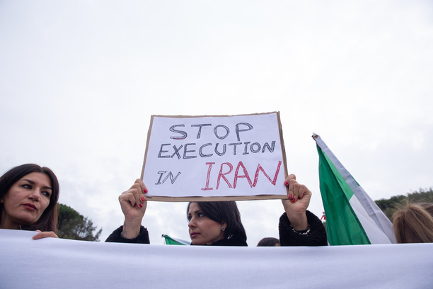 Protest organized in front of Foreign Ministry headquarters by Iranian students living in Rome to protest against the planned visit to Italy of Foreign Minister of Iran, Hossein Amirabdollahian.
