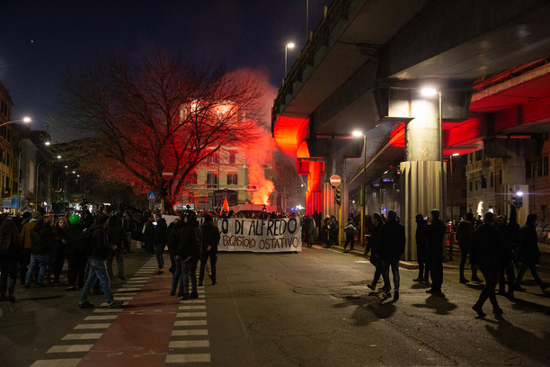 Demonstration in Rome organized by anarchists in solidarity with anarchist Alfredo Cospito