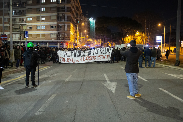 The demonstration was organized by anarchists in solidarity with anarchist Alfredo Cospito, who is in prison at Opera under the 41-bis regime, on hunger strike for more than 100 days.