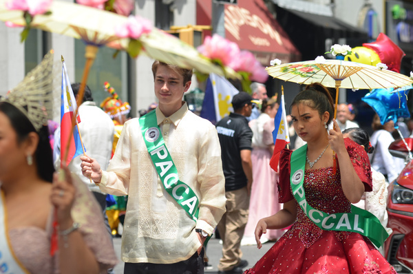 Young participants march way up Madison Avenue, Manhattan in New York City during the annual Philippine Day Parade.