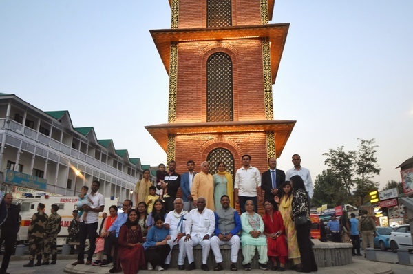 A Parliamentary delegation consisting of MPs from different parties visits lal chowk Srinagar, the Summer captial of Indian Administrated Kashmir on September 26,2023, alone with their family members.