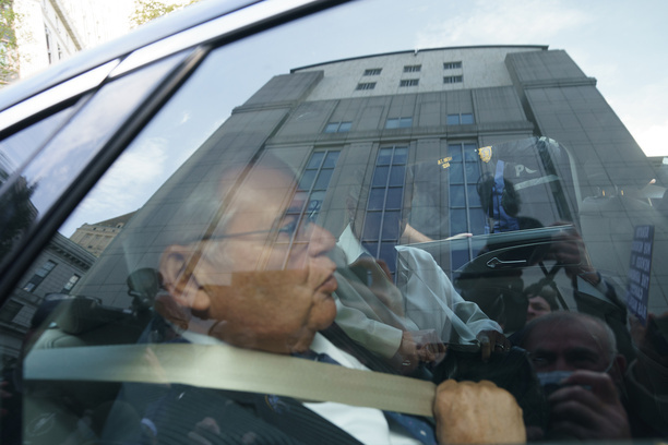 US Senator representing New Jersey Bob Menendez and his wife Nadine Arslanian leave Federal court after pleading not guilty on bribery charges. Senator and his wife along with three more defendants were arranged by prosecutors of Southern District of New York.