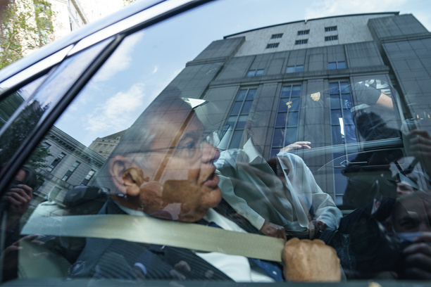 US Senator representing New Jersey Bob Menendez and his wife Nadine Arslanian leave Federal court after pleading not guilty on bribery charges. Senator and his wife along with three more defendants were arranged by prosecutors of Southern District of New York.