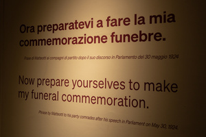 Detail of the exhibition "GIACOMO MATTEOTTI. Life and death of a father of democracy", at the Museum of Rome at Palazzo Braschi