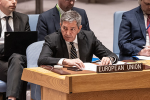 Stavros Lambrinidis, Head of the Delegation of the European Union attends Security Council meeting on Threats to international peace and security to discuss situation at Zaporizhzhia Nuclear Power Station in Ukraine at UN Headquarters.