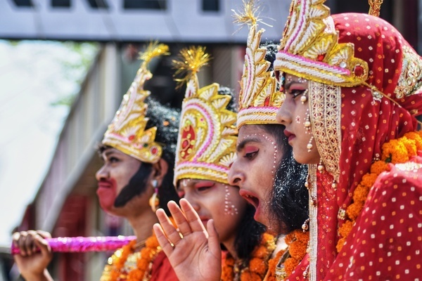 Kashmir Pandit children dressed as Hindu Lords participate in a procession to mark the Ramnavmi festival on April 17, 2024 in Srinagar, Indian administered Kashmir, India. Rama Navami celebrates Lord Rama's birth, a respected Hindu god known for his goodness. It's on the ninth day of Chaitra (MarchApril) during Chaitra Navaratri. Customs differ by area, like reading the Ramayana, going to temples, fasting, and giving to charity. Festivities involve Ratha yatras and bathing in the Sarayu river in Ayodhya. Some 200,000 Kashmiri Pandits fled the region in the early nineties at the start of an insurgency against Indian rule, mainly to the Hindu-dominated southern city of Jammu. Police say militants are attacking Pandits who returned as part of various rehabilitation schemes launched by the government.