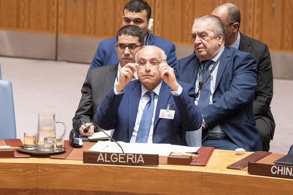 Ahmed Attaf, Minister for Foreign Affairs and National Community Abroad of Algeria attends Security Council meeting on Palestinian question and accusations against United Nations Relief and Works Agency for Palestine Refugees in the Near East (UNRWA) at UN Headquarters.