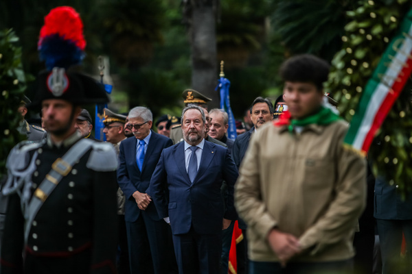 Massimo Mariani, prefect of Palermo, during the institutional celebration of Liberation Day in Palermo.