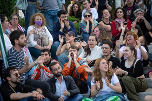 Students camped against the Genocide in Gaza during an assembly, on the campus of the Complutense University of Madrid.