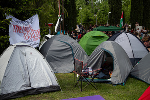 Students camped against the Genocide in Gaza during the campus of the Complutense University of Madrid.