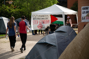 Students camped against the Genocide in Gaza during the campus of the Complutense University of Madrid.