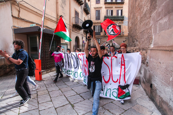 Intifada Studentesca attend a pro-Palestine rally in Palermo.