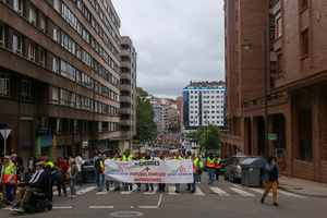 Avilés, Spain, May 16, 2024: More than two thousand people gathered in the streets of Avilés during the Demonstration for the future of Saint Gobain, on May 16, 2024, in Avilés, Spain.