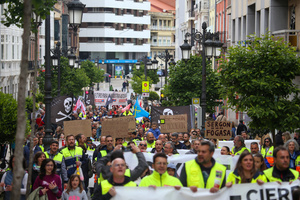 Avilés, Spain, May 16, 2024: More than two thousand people gathered in the streets of Avilés during the Demonstration for the future of Saint Gobain, on May 16, 2024, in Avilés, Spain.