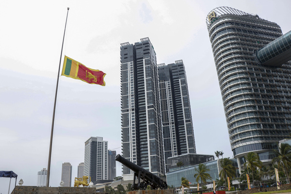 Sri Lanka's national flag is at half mast in honor of Iran's President Ebrahim Raisi at the Galle Face Green Promenade in Colombo, Sri Lanka, 21 May 2024. According to Iranian state media, President Raisi, Foreign Minister Hossein Amir Abdolahian, and several others were killed in a helicopter crash in the mountainous Varzaghan area during their return