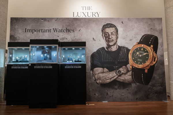 Press preview for auction of watches from collection of Sylvester Stallone at Sotheby's in New York