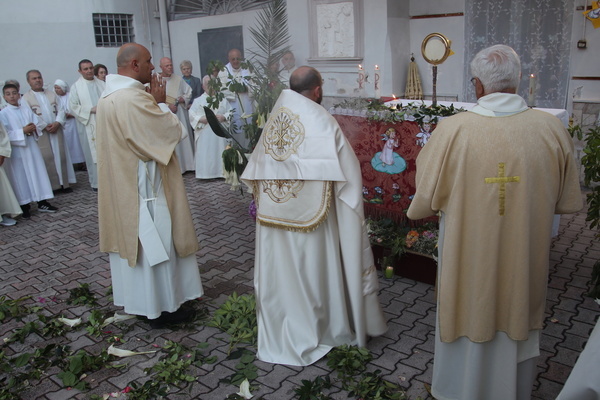 Celebration of the festivity of Corpus Christi in the town of Southern Italy with a procession.In picture GV
