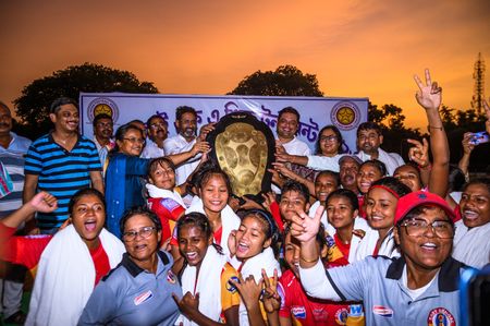 East Bengal Football Club women's team beats Sreebhumi Football Club women's team by 5-0 goals and won the first inaugural Women's IFA Shield at the Harichand Guruchand Stadium in Betai, Tehatta. The East Bengal Football Club is one of the oldest clubs in India. At the end of the game, the team players and supporters of the champion team East Bengal Club cheered enthusiastically. IFA Shield is one of the oldest football tournaments in the world started in 1893.