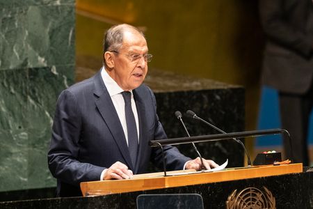 Sergey Lavrov, Minister for Foreign Affairs of the Russian Federation speaks during the UN General Assembly 78th Session at the UN Headquarters.