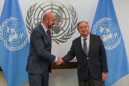 President of the European Council Charles Michel meets with Secretary-General Antonio Guterres at UN Headquarters.