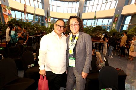 Philippine Bonsai Society, Inc. (PBSI) board of directors and former President Roberto “Bobby” Gopiao (left) welcoming Japanese Bonsai Master Kunio Kobayashi 
(right) Japanese Bonsai Master Shinji Suzuki during the opening of the Golden / 50th founding anniversary of the Philippine Bonsai Society, Inc. (PBSI) International bonsai exhibition at Mall of Asia in Pasay City on June 10, 2023. The bonsai show is part to commemorate the Asia Pacific Bonsai and Suiseki Convention (ASPAC), the Asia Pacific Bonsai Friendship Federation (ABFF) and the 50th founding anniversary of the Philippine Bonsai Society, Inc. (PBSI). The Biggest bonsai show will run from June 10 to 12 at the SM MOA Music Hall, with additional legs to be held in Visayas and Mindanao within the month and July. They all participated by different country delegates and they also conduct intense bonsai workshops from different bonsai masters.