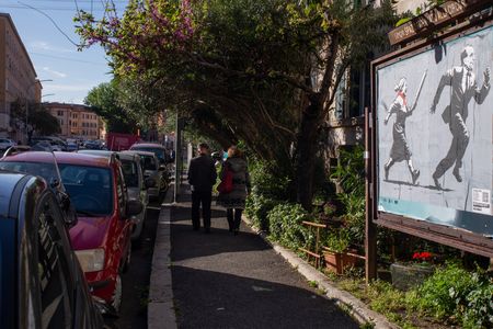 Mural by Italian street artist Laika in the Garbatella district of Rome, on the occasion of Liberation Day from Nazi-fascism