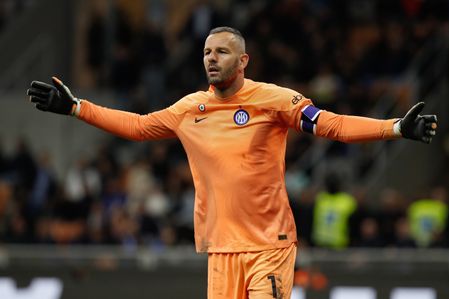 Samir Handanovic (FC Inter goalkeeper) gives advices in the second half during FC Inter vs Sassuolo - Serie A Tim 2022/2023 day 35 at San Siro Stadium. FC Inter wins 4-2.
