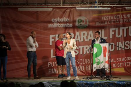 The secretary of the Italian Democratic Party Elly Schlein at Festa dell'Unità in Ferrara.