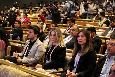Delegates attend a G20 tourism meeting at the SKICC convention centre in Srinagar on May 23, 2023. A G20 tourism meeting began on May 22 under tight security in Indian-administered Kashmir, as New Delhi seeks to project an image of normality in a region wracked for decades by violence.