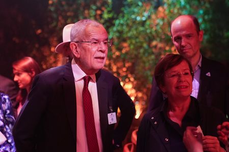 President of Austria Alexander Van der Bellen visits Sustainable Development Goals pavilion at UN Headquarters.