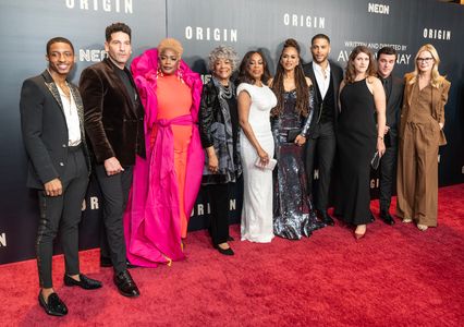Myles Frost, Jon Bernthal, Aunjanue Ellis-Taylor, Emily Yancy, Niecy Nash, Ava DuVernay, Isha Blaaker, Hannah Pniewski, Finn Wittrock, and Stephanie March attend the "Origin" New York premiere at Alice Tully Hall in New York