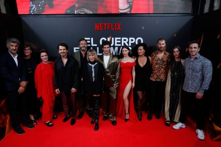 Spanish actor, Quim Gutierrez (L), know for his role in 'El vecino' and 'Amor de madre', with the Spanish actress, Ursula Corbero (R), known for her role as 'Tokio' in the popular Netflix series 'La casa de papel', are seen on Wednesday, September 6, 2023, while they participate in a photocall prior to the premiere of the new miniseries 'El cuerpo en llamas' (by its title in Spanish), of which they are main actors, at the Capitol cinemas, in Madrid (Spain). 'El cuerpo en llamas' is based on a real crime: the appearance in 2017 of the charred corpse of a man in the Foix reservoir, in Barcelona. The investigation of what is known as "The Crime of the Urban Police" uncovered a corrupt and insane plot among the agents, and occupied the front pages of the entire country for weeks. The main actors of this new drama give life to Rosa and Albert, the two agents of the Barcelona Urban Police convicted of murder in a complex case, full of morbidity and extremely high media coverage and which will premiere on the streaming platform on the 8th of September. With 238 million paying subscribers and a presence in more than 190 countries, Netflix is one of the world's leading streaming entertainment services.