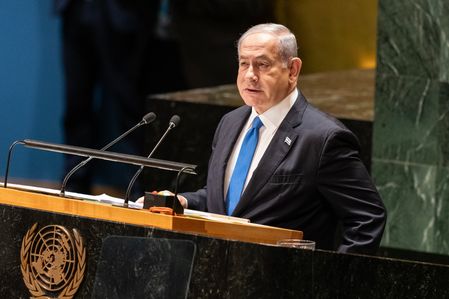 Prime Minister of Israel Benjamin Netanyahu speaks at the 78th Session of the General Assembly of the UN. In his speech PM Netanyahu emphasized three main themes: threats from Iran, Artificial Intelligence development and peace and prosperity in the Middle East. He urged countries to join Israel in developing responsible AI saying that this is a technology revolution like industrial and agricultural in the past. He pitched that recognition by Saudi Arabia and establishing diplomatic relations between Israel and Saudi Arabia will transform the Middle East and he showed a map of Israel in 1948 when the state was created and how it will look if and when relations with Saudi Arabia will be normalized by creating trade route directly from India to Europe via both countries.