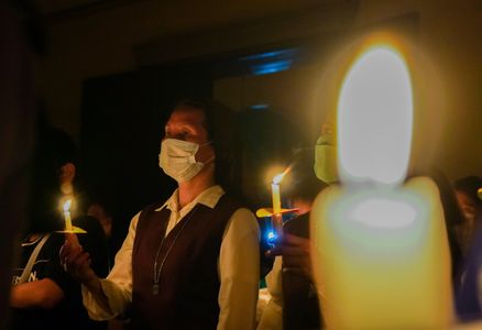 Filipino Catholic devotees attend the Easter vigil of the lord resurrection in La Naval De Manila followed by the traditional Salubong as to end the Holy week season in the Philippines.