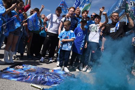 Italian Army airport of Grazzanise, province of Caserta, more of thousand supporters waiting for the landing of players of Napoli from Udine, after the victory of Italian championship of football.