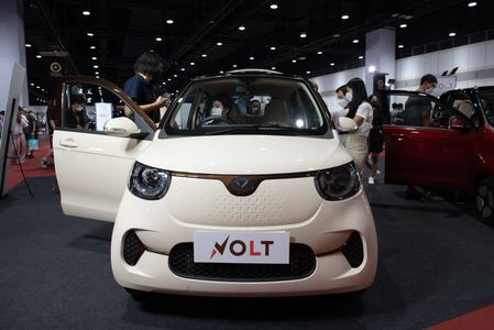 The atmosphere inside the event "Bangkok EV Expo 2023" at the Queen Sirikit National Convention Center (QSNCC) electric car show including electric vehicle technology to alternative energy.