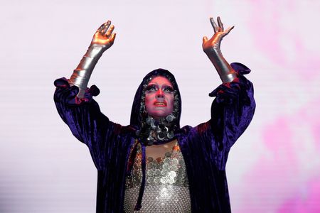 MADRID, SPAIN (08/18/23).- The Spanish drag queen and multidisciplinary artist, Onyx, artistic name of Pablo Durango (Madrid, 1988), known for competing in the second season of Drag Race Spain, is seen on stage on Friday, August 18, 2023, in the Conde Duque Cultural Center, in Madrid (Spain). Several artists from the drag scene participated in the show 'Sequins and castanets. A transvestite tribute to the divas of Spanish folklore', in which the artists take a journey through reinterpretations of the most iconic songs of great folkloric women, taking advantage of the 100th anniversary of the birth of the most important folkloric in the country, Lola Flores. The performance addresses an artistic form with centuries of history, particularly inserted in Spanish LGTBI+ popular culture since the 1970s, and which is now undergoing a renewal and a new wave of popularity, with new generations of drag creators who are arriving very strongly. (Photo by Hugo Ortuño)
--
MADRID, ESPAÑA (18/08/23).- La drag queen y artista multidisciplinar española, Onyx, nombre artístico de Pablo Durango (Madrid, 1988), conocida por competir en la segunda temporada de Drag Race España, es vista sobre el escenario, hoy, viernes 18 de agosto de 2023, en el patio central del Centro Cultural Conde Duque, en Madrid (España). Varias artistas de la escena drag participaron en el espectáculo 'Lentejuelas y castañuelas. Un tributo travesti a las divas del folclore español', en el cual las artistas realizan un viaje a través de reinterpretaciones de las canciones más icónicas de grandes mujeres folclóricas aprovechando el 100º aniversario del nacimiento de la folclórica más importante del País, Lola Flores. La performance aborda una forma artística con siglos de historia, particularmente insertada en la cultura popular española LGBTI+ desde los setenta, y que vive ahora una renovación y una nueva ola de popularidad, con nuevas generaciones de creadoras drag que llegan pisando muy fuert