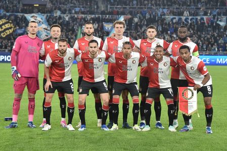 The starting eleven of Feyenoord during the UEFA Champions League match between SS Lazio vs Feyenoord Rotterdam at Olympic Stadium. SS Lazio wins 1-0.