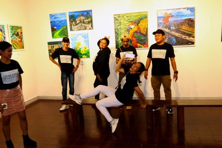 Visual artist and their guest during opening of first art exhibition of CAMOT at room 205, Calvo Building., Escolata St. in Manila City on September 16, 2023. The Art District Gallery present the Bicolanost art group CAMOT art exhibition entitled “ABAKAsining The Pride of Catanduanes” that will run from September 16, 2023 to October 14, 2023. The participating artist used only Abaca paper and abaca canvas as their base to their master piece in the support of the local abaca farmers from the island of Catanduanes.