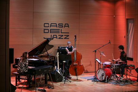 A pianist, singer, keyboardist, composer, producer, arranger, band leader Rachel Ekroth Trio in concert at the Casa del Jazz in Rome with her latest album "The Garden".