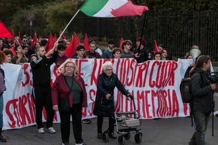 The Communist Front in memory of the 79th anniversary of the massacre of the Fosse Ardeatine, was the mass execution of 335 civilians and political prisoners carried out in Rome on 24 March 1944 by German occupation troops during the Second World War (WWII) in retaliation for a partisan attack conducted on 23 March 1944 in Via Rasella in the centre of Rome.