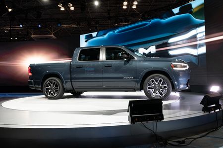 All-electric RAM 1500 on display during press day at New York International Autoshow at Jacob Javits Center