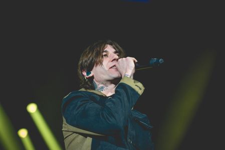 Rkomi, stage name of Mirko Manuele Martorana performing live with No Stress Tour 2023 at PalaPartenope in Napoli