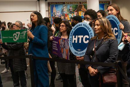Unions members attend rally in support of the Child Tax Credit and the expansion of the Earned Income Tax Credit at 32BJ Headquarters.