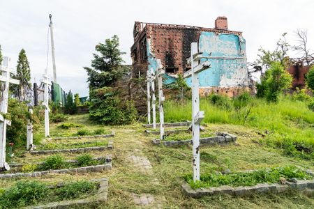 View of destroyed Church of the Holy Mother in village of Bohorodychne in Donetsk region by Russian forces during occupation from August 2022 until September 2022. Russian forces attacked the village in May 2022 and finally occupied the village in August for 2 months, it was liberated in September 2022. From the hills surrounding the village Russian forces shelled and destroyed homes, school and the famous Church of the Holy Mother of God ‘Joy of All Who Sorrow’. The church became a convent of the Sviatohirsk Lavra in 2008. The church belongs to the Ukrainian Orthodox Church (Moscow Patriarchate).