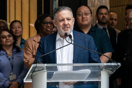 President and CEO Phil Shawe speaks during Grand Opening of TransPerfect Headquarters on Broadway